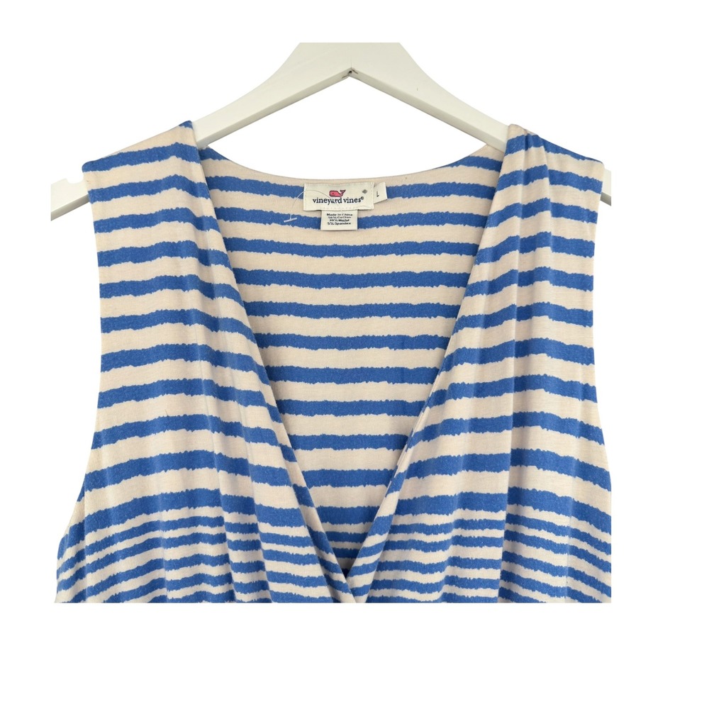 Vineyard Vines Womens Blue White Striped Surplice Maxi Dress Ruffle Hem Large - Picture 5 of 10